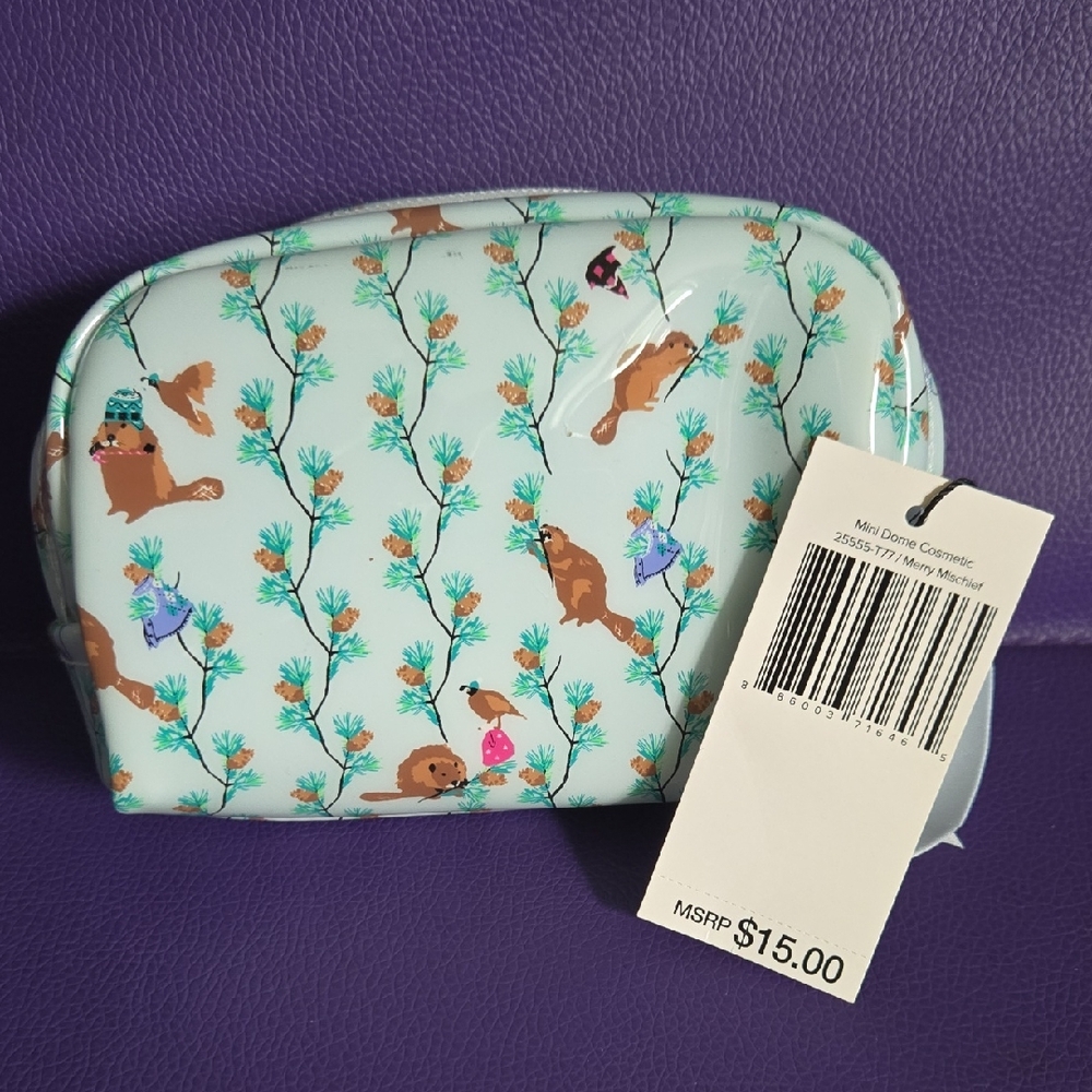 Vera Bradley Mini Dome Cosmetic Bag "Merry Mischief"
